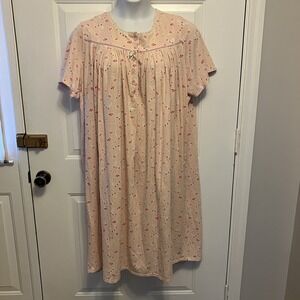 Serenada Nightgown Sleepshirt Plus Sz 1X 18/20 Pink White Floral Pajamas Women's
